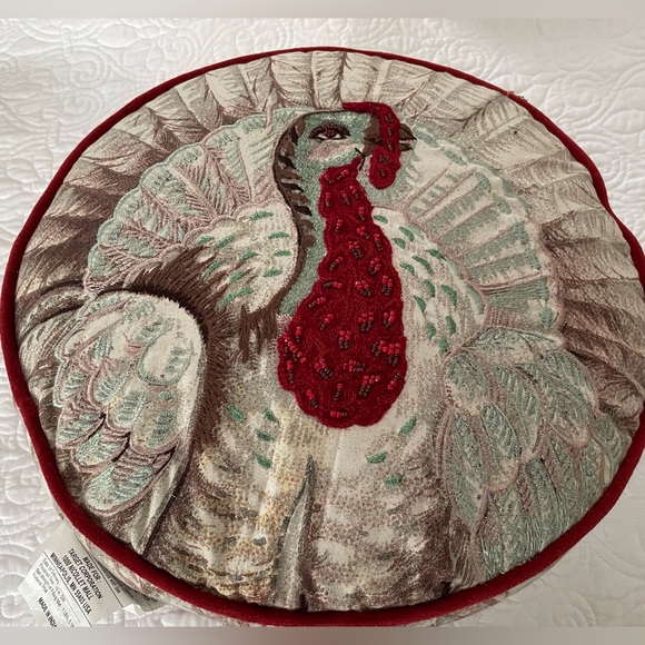 NWT 2023 John Derian 16" Round Turkey Pillow - Picture 5 of 8